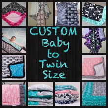 Load image into Gallery viewer, PANEL STYLE MINKY BLANKET- Baby to Twin Size - Choose Your Fabrics