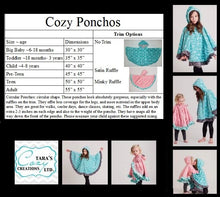 Load image into Gallery viewer, PONCHO - CIRCULAR STYLE - MINKY - Choose Your Fabrics