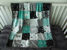 Load image into Gallery viewer, WOODLAND PATCHWORK MINKY BLANKETS - Baby to Teen Size
