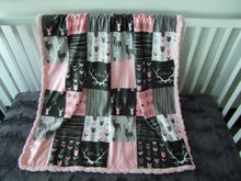 Load image into Gallery viewer, WOODLAND PATCHWORK MINKY BLANKETS - Baby to Teen Size
