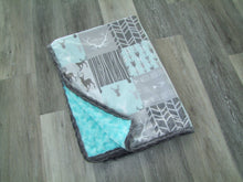 Load image into Gallery viewer, WOODLAND PATCHWORK MINKY BLANKETS - Baby to Teen Size
