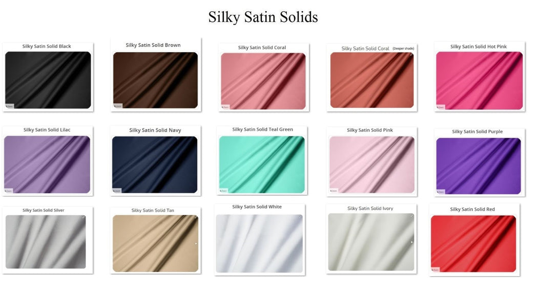 80% OFF SALE on Silky Satin Solid Fabric pieces - ~16