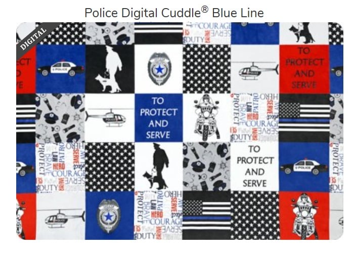 Police Digital Cuddle Blue Line - Shannon Fabrics