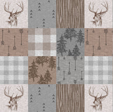 Load image into Gallery viewer, Gray Tan Rustic Buck Designer Minky Patchwork Panel
