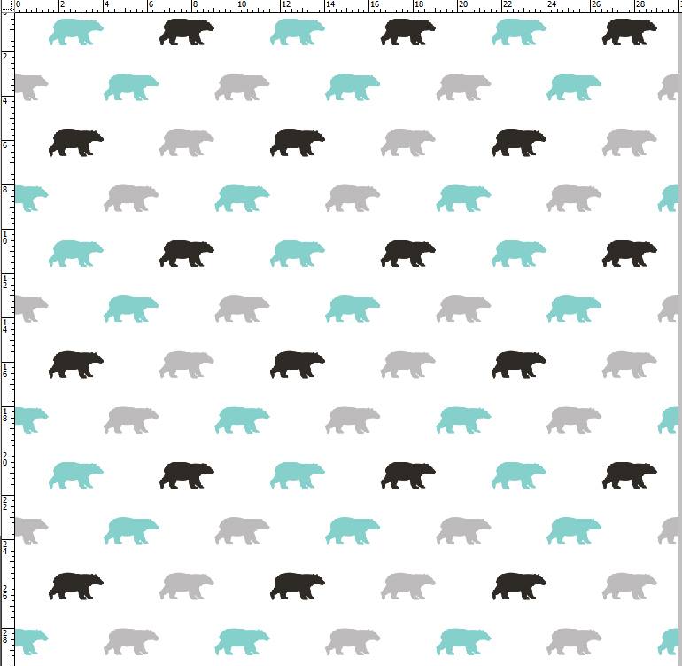 Teal Gray Black Bear Designer Print Minky - Designer Minky - Designer Print Fabrics