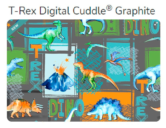T-Rex DIGITAL Cuddle Graphite - Shannon Fabrics